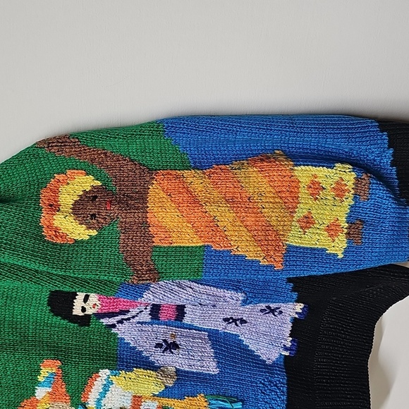 Berek Knit Multicultural Character Crop Sweater 1980's Heavyweight Pima Cotton - Picture 4 of 12